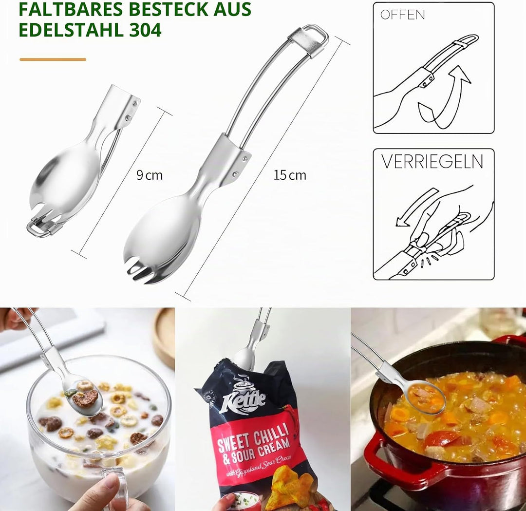Camping Kochgeschirr Mess Kit - ISFORU Camping Kochset, Kompaktes Camping Topf und Pfannen Set für 1