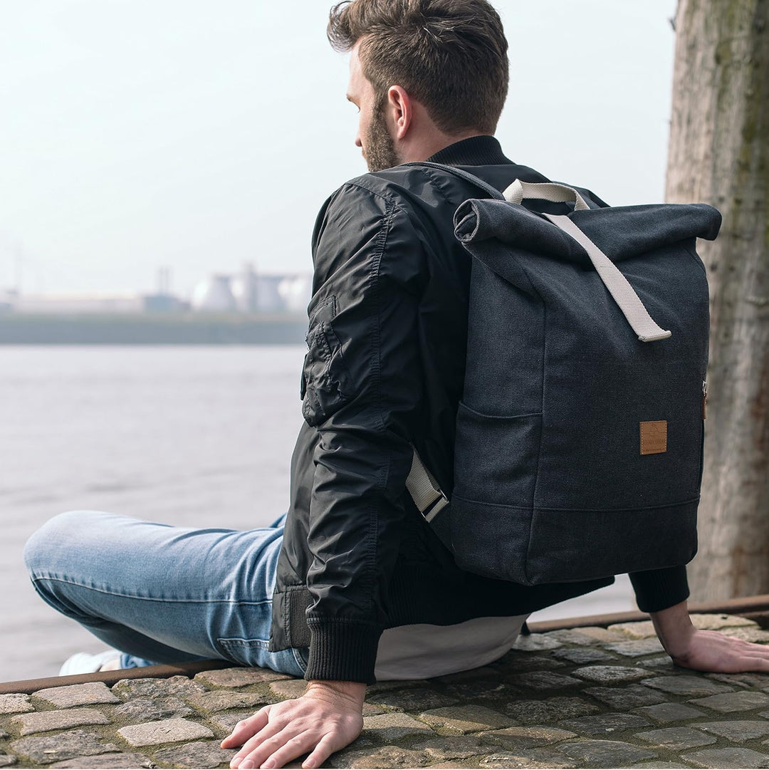 Johnny Urban Rolltop Rucksack Damen &amp; Herren - Adam Large - 16" Laptop Fach - Robustes Baumwoll Canv