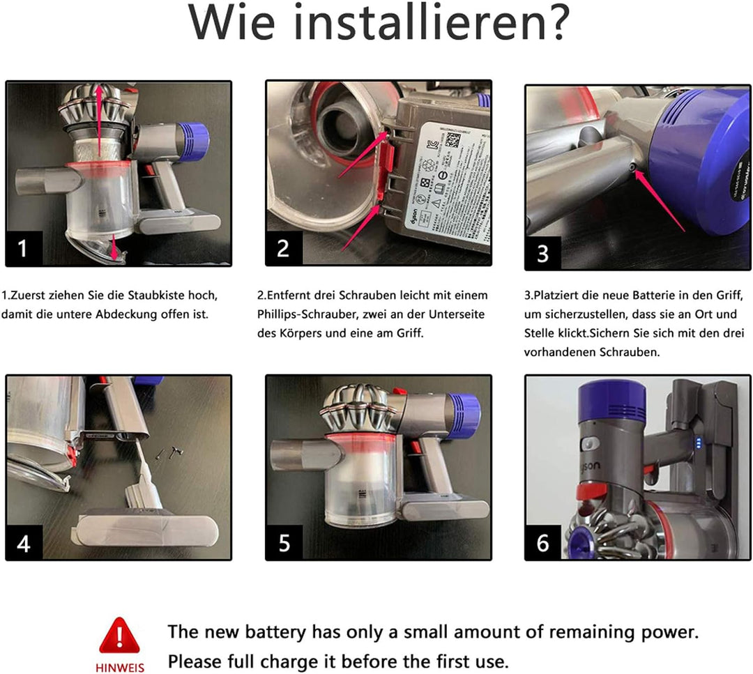 Abakoo 3500mAh 21,6V Ersatzakku für Dyson V8 Akku, SV10 Akku, Lithium-Ionen V8 Batterie für V8 Absol