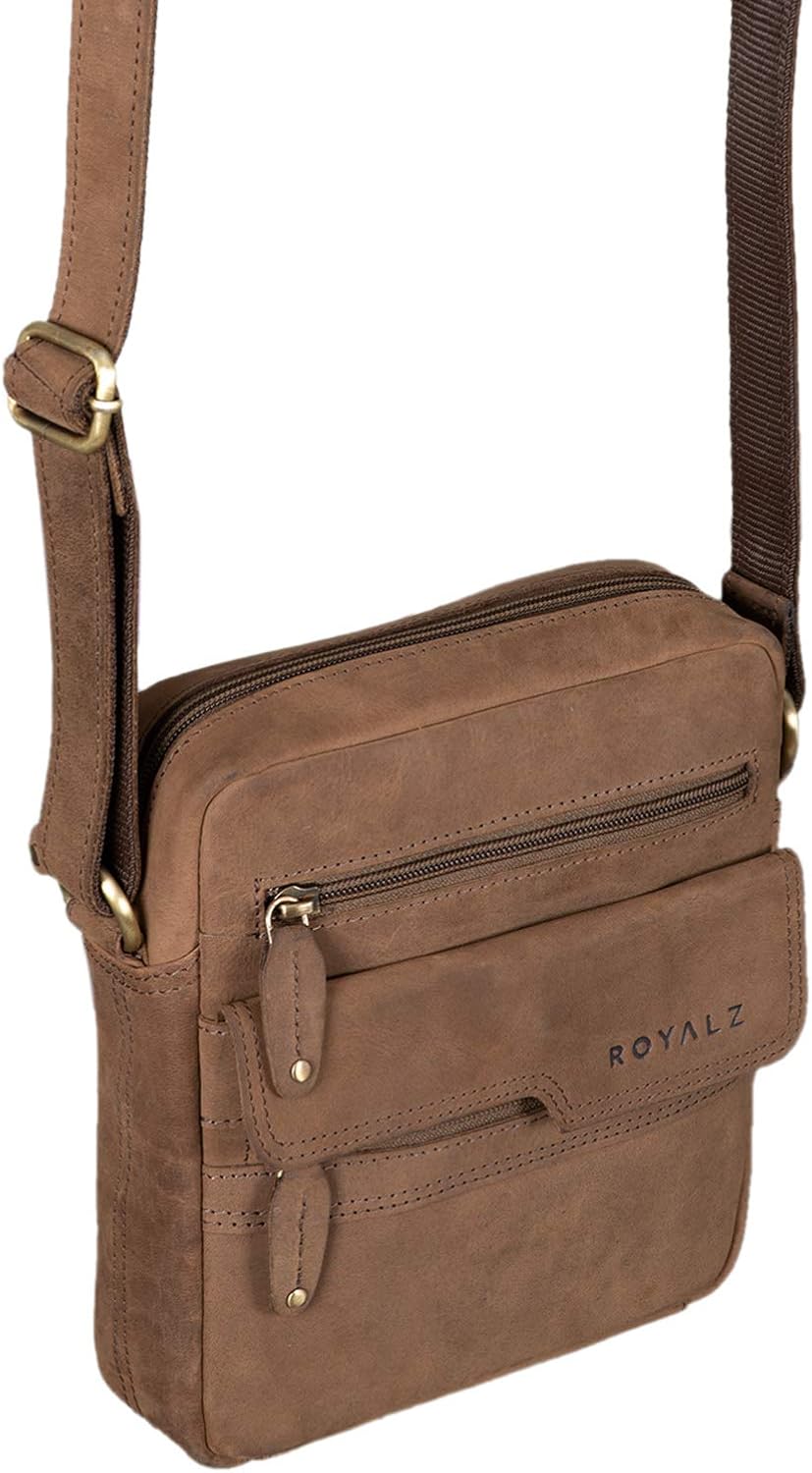 ROYALZ 'Oregon' Leder Umhängetasche Herren Klein Männer Ledertasche Vintage Herrenhandtasche Moderne