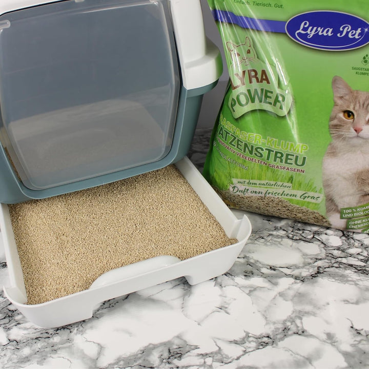 Lyra Pet® | 3 x 10 Liter Lyra Power Grasfaser Klump Katzenstreu + 2 Mäuse | Natürliche, biologisch a