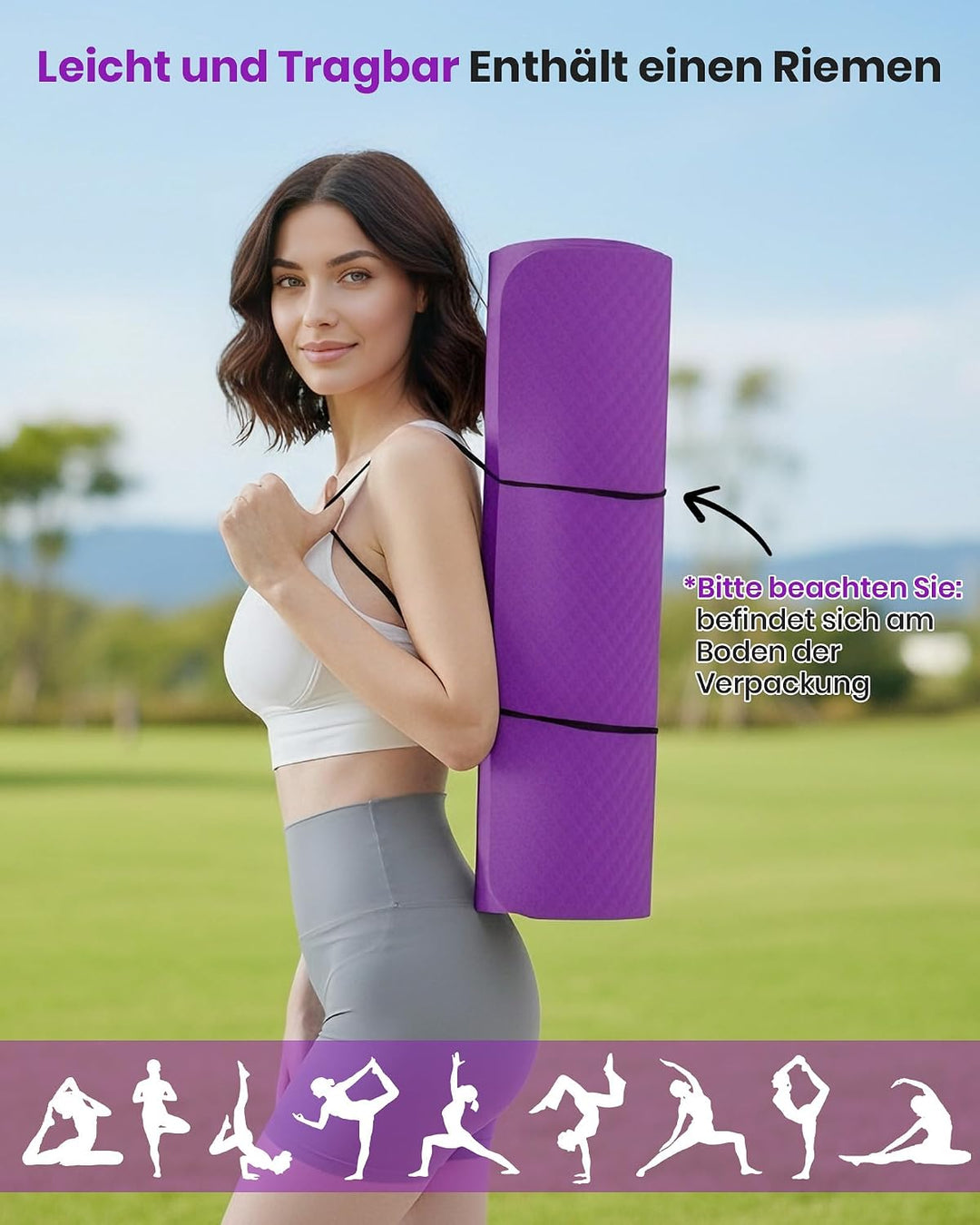 Narwhal Yogamatte Rutschfest Fitnessmatte Umweltfreundliche TPE Sportmatte mit Tragegurt Gymnastikma