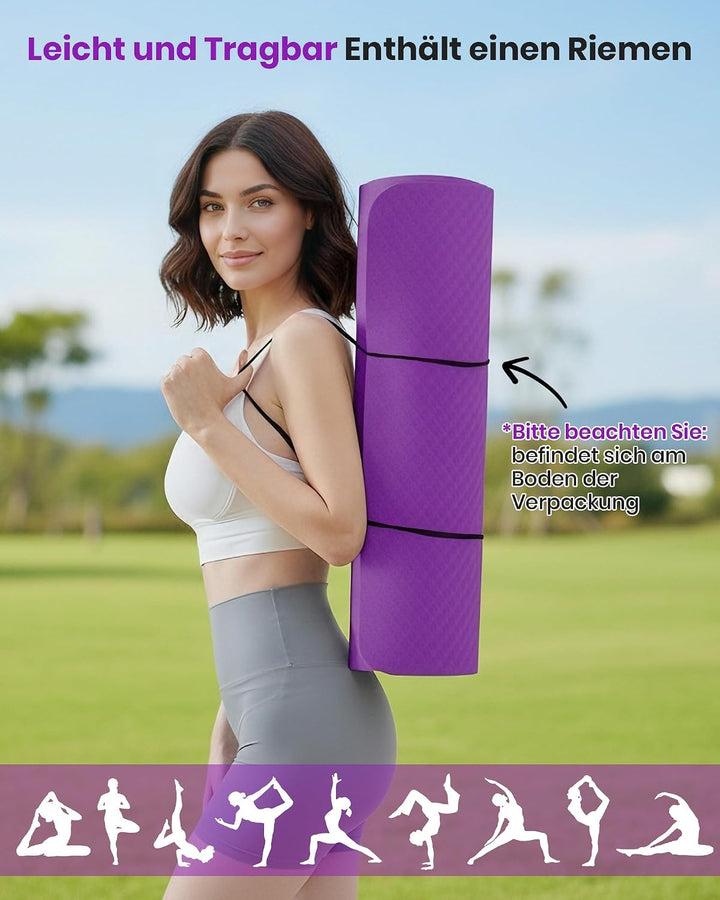Narwhal Yogamatte Rutschfest Fitnessmatte Umweltfreundliche TPE Sportmatte mit Tragegurt Gymnastikma