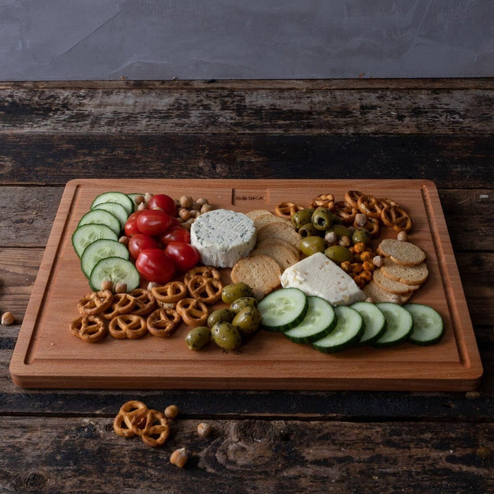 Boska Dining Board Amigo L/Servierbrett/Europäisches Buchenholz/Dinnerbrett mit Auffangrinne / 39 x