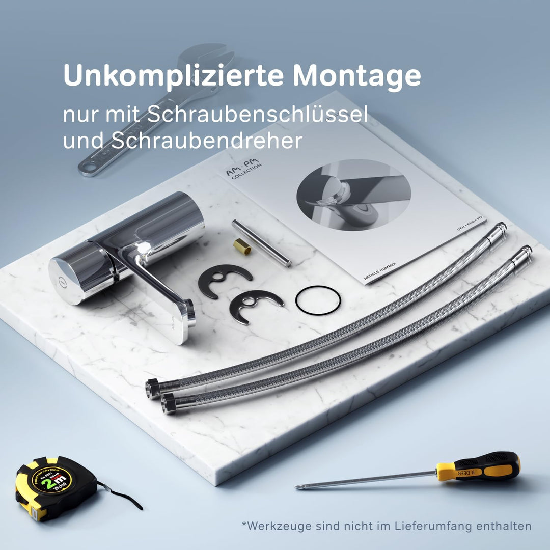 Wasserhahn Bad, Waschtischarmatur mit Push-Schalter, Badarmaturen aus Messing, Waschbecken Armatur,