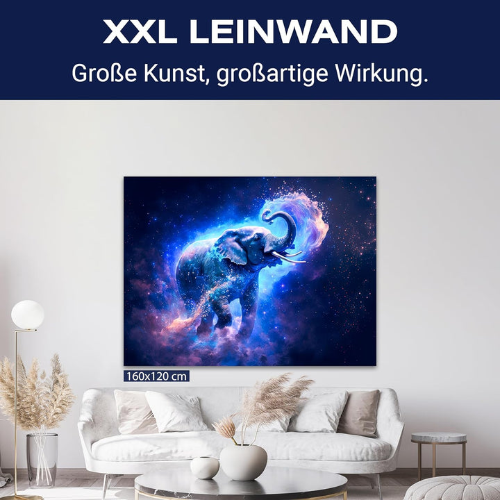 wandmotiv24 Leinwandbild Fantasy, 100x75cm, Querformat, Elefant, Deko, Bilder auf Leinwand, Wanddeko