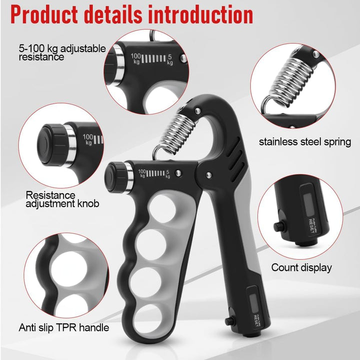 2 Stück Griffkraft Trainer, 5-100kg Handgriff Trainer, Verstellbare Unterarm Trainingsgerät, Finger