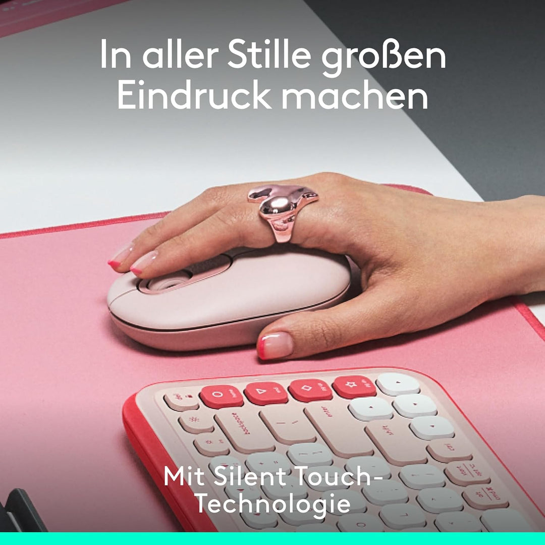 Logitech POP Mouse, kompakte und Mobile kabellose Bluetooth-Maus mit programmierbaren Tasten und lei