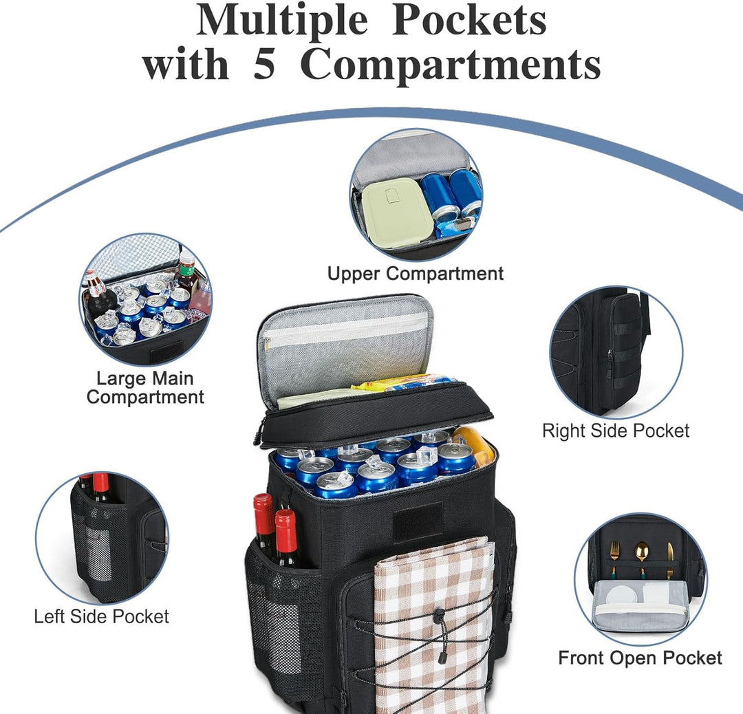 Kühlrucksack kühltasche Rucksack 30L Picknicktasche - zweistöckige wasserdicht auslaufsicher Kühltas