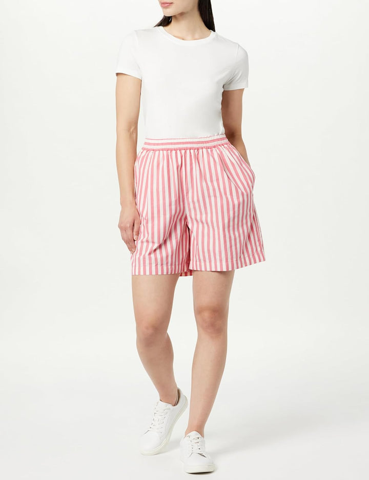 The Drop Damen Shorts Jada Shorts mit Hoher Taille und Lockerem Schnitt XXL Sun Kissed Korallenstrei