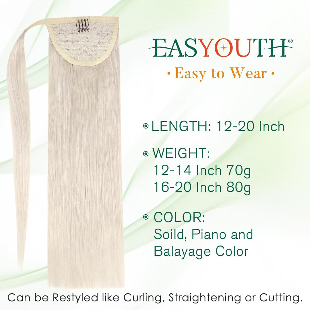 Easyouth Zopf Extensions Echthaar Blond Ponytail Haarverlangerung Echthaar zopf Extensions Platinblo