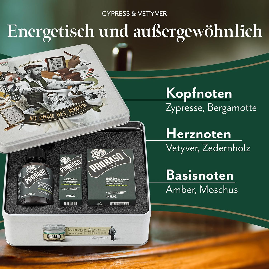 Proraso Bartpflegeset, Cypress & Vetyver grün 900 g (1er Pack) Cypress e Vetiver, Cypress e Vetiver
