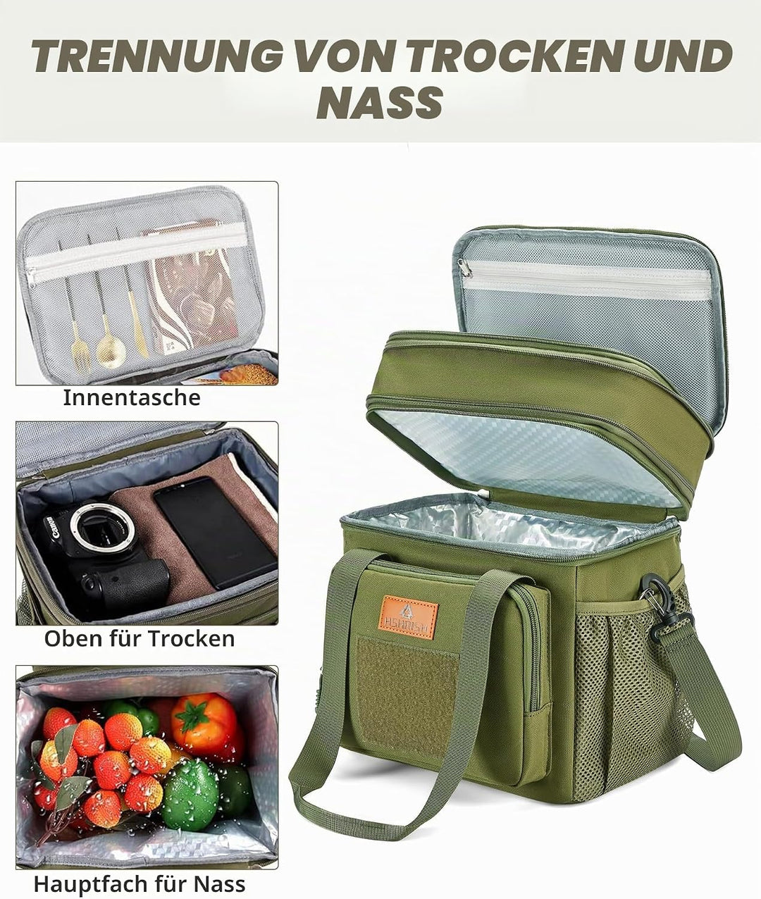 HSHRISH Lunchtasche, doppellagige isolierte grosse Kühltasche für Herren Erwachsene wasserdichte aus