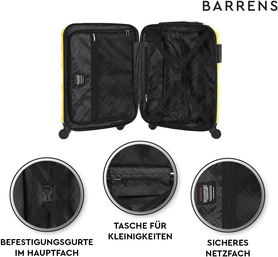 BARRENS Kabinenkoffer | Kabinengepäck | 55x40x20cm | 34 L | ABS-Material | Chiffrierschloss Reisekof