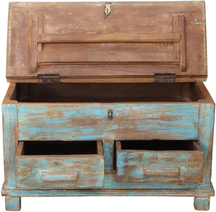 GURU SHOP Vintage Beistellschrank, Kommode, Nachttischschrank, Flurschrank mit 2 Schubfächern - Mode