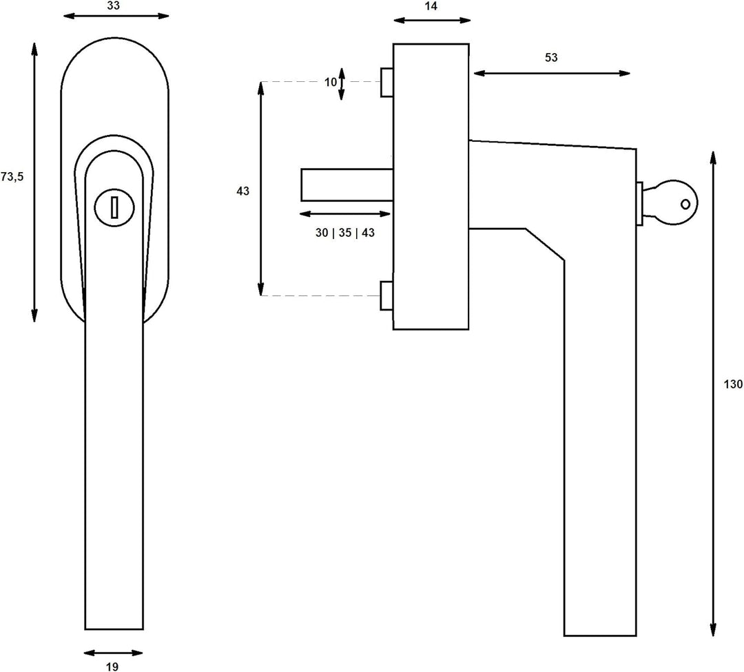 Ck-türbeschläge New Orleans V3 abschliessbarer Fenstergriff V2A Edelstahl Metallic Unterkonstruktion