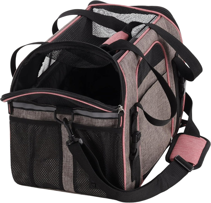 Hundetasche - Tragetasche Xandor Taupe – 48x25x33cm – Polyester – Reflektoren – Zubehöröffnung – Aut