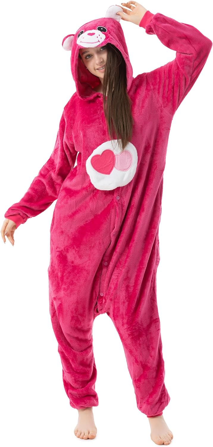 Katara 1744 Glücksbärchis Onesie Herz-Kostüm, Tiere, Party, Karnevals-Kostüm in Pink, Verkleidung zu