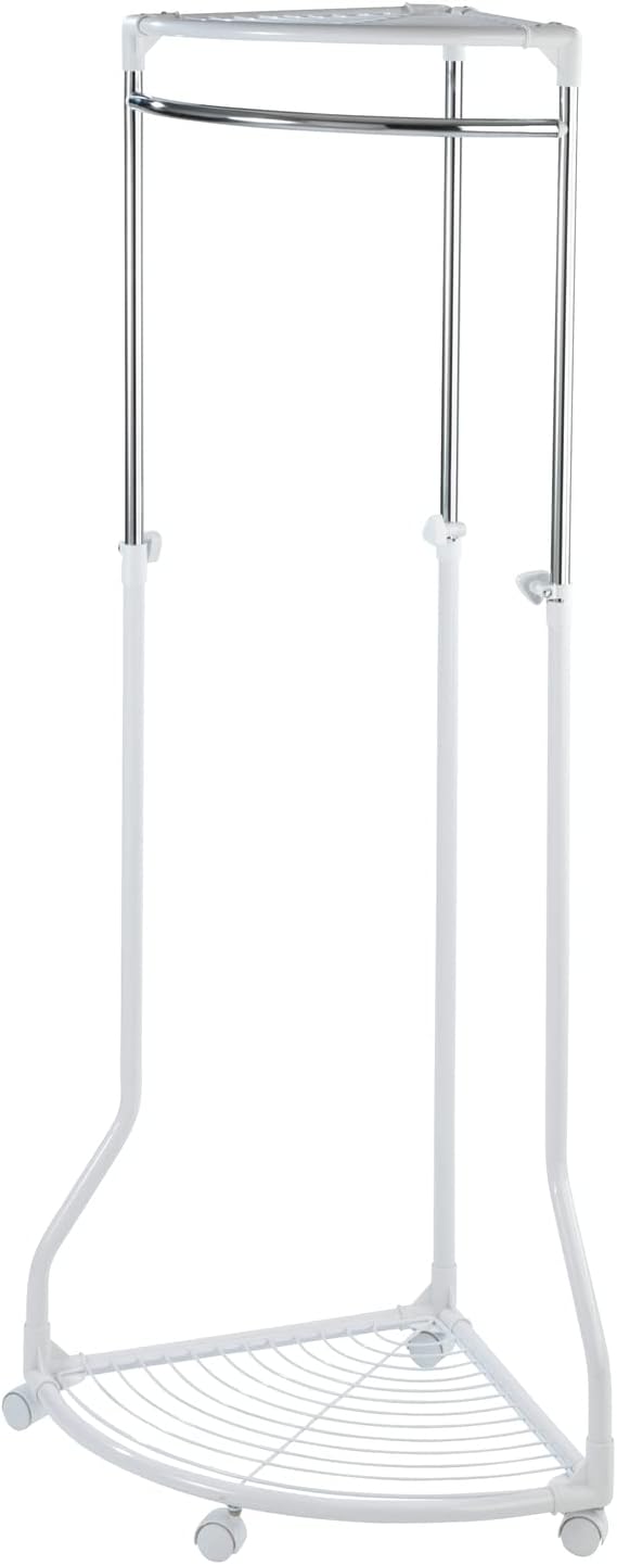 WENKO Kleiderständer Pointy, Garderobenständer zur Kleideraufbewahrung für die Ecke, mit Rollen und