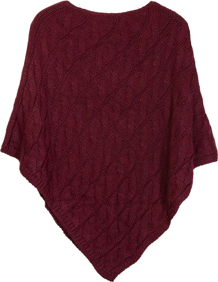 styleBREAKER Strick Poncho mit Zopfmuster, Rundhals Strickponcho, Grobstrick, Damen 08010040 Einheit