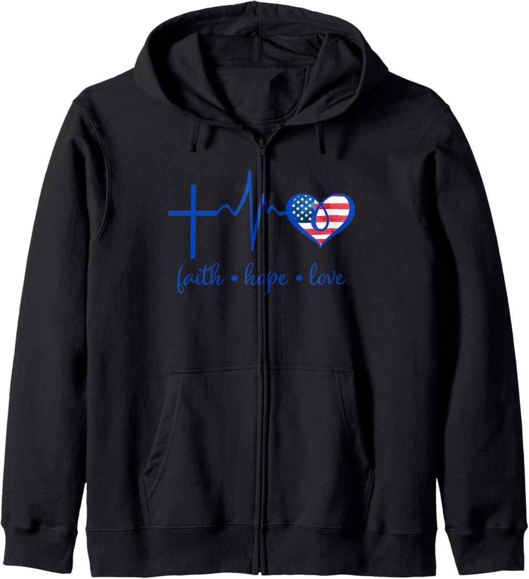 Faith Hope and Love Christian 4th of July Fourth Flag Kapuzenjacke