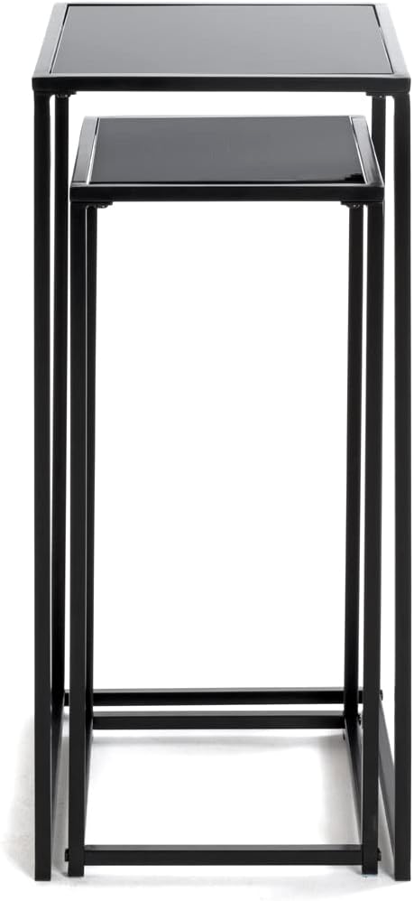 HAKU Möbel Blumensäule 2er Set, Metall, schwarz, B 25 x T 25 x H 60 cm / B 30 x T 30 x H 70 cm
