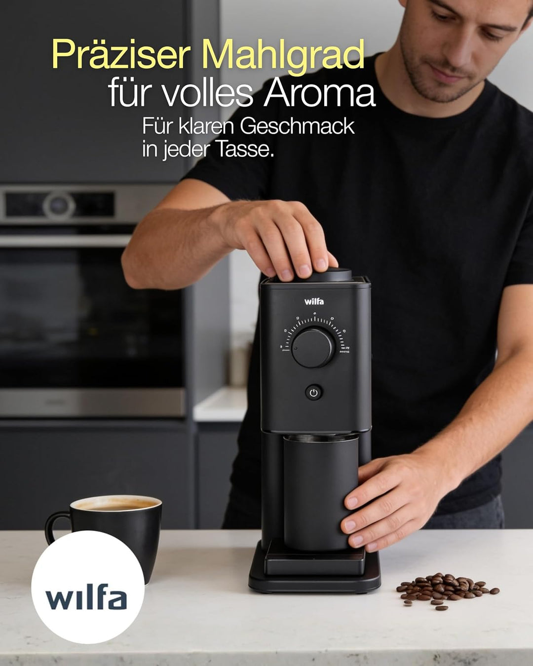 Wilfa ZENSE Kaffeemühle - 30 Mahlgrade - 40mm Edelstahl-Flachmahlwerk - Antistatik - luftdicht versc