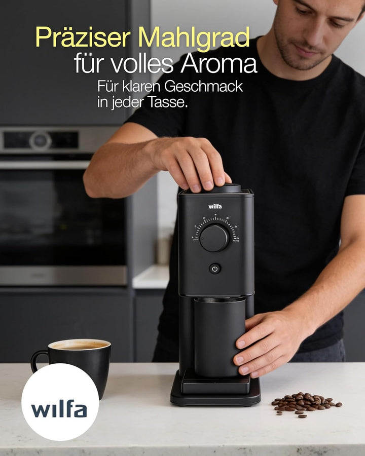 Wilfa ZENSE Kaffeemühle - 30 Mahlgrade - 40mm Edelstahl-Flachmahlwerk - Antistatik - luftdicht versc