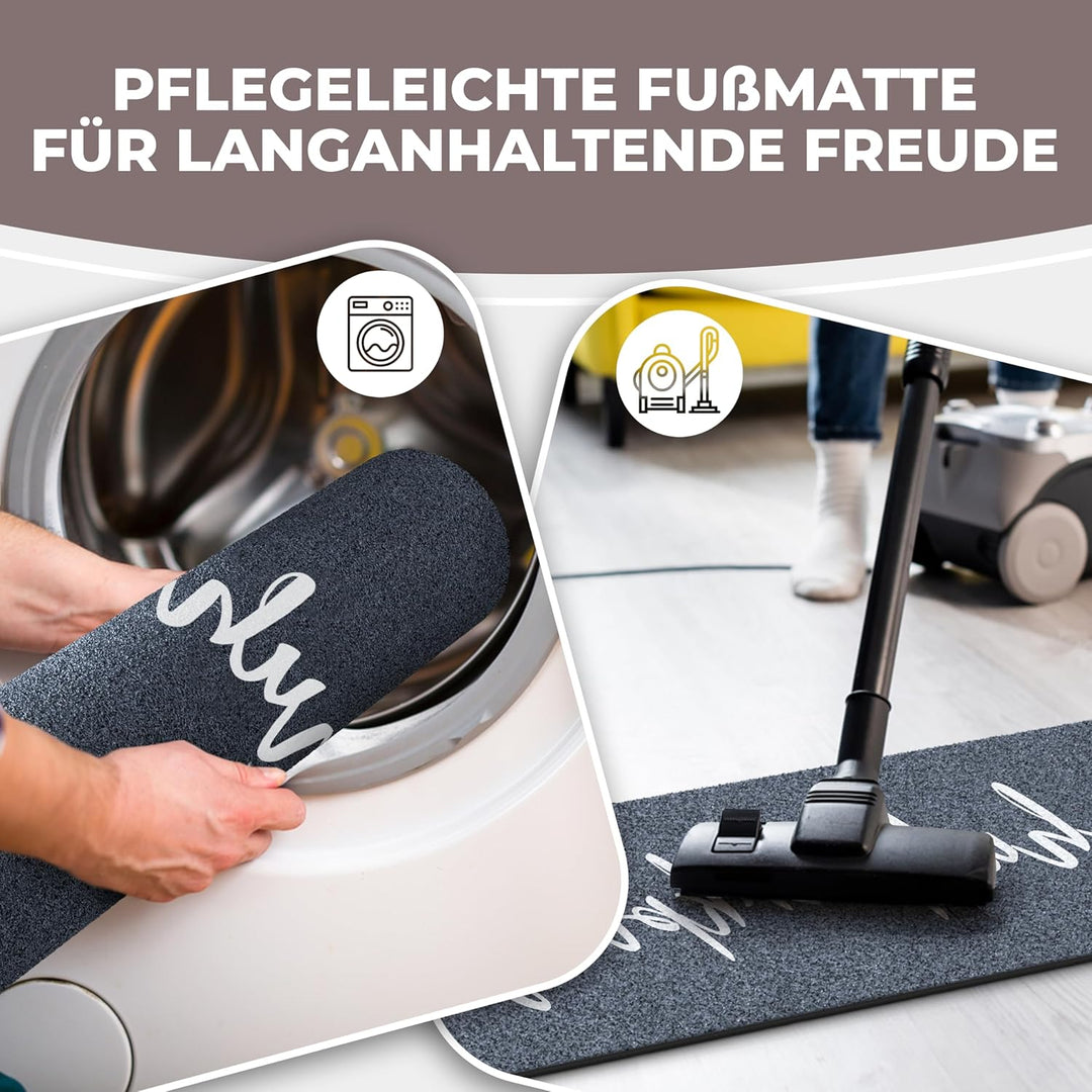 Schuhparkplatz Fussmatte 100x35cm Grau I Waschbare & rutschfeste Indoor-Schuhmatte & Abtropfmatte I