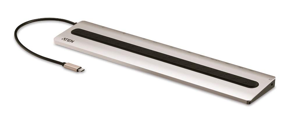 ATEN UH3237 USB-C Multiport Dock mit Power Passthrough Silber, Schwarz