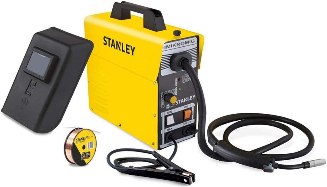 Stanley Schweissgerät Mikromig, mit Fülldraht, Schweissmaschine 230 V / 65-90 A, mit Schweiss-Zubehö