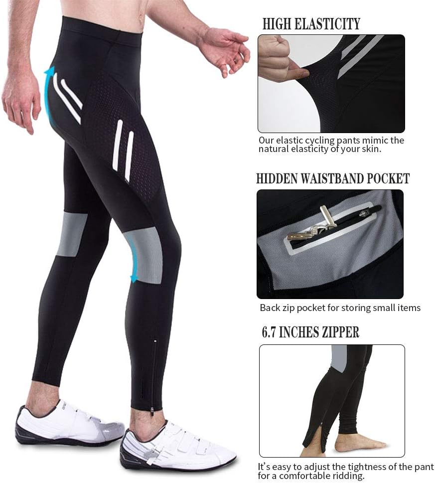 MEETWEE Herren Radlerhose Lange Fahrradhose, Kompression Radhose Leggings Radsport Hose für Männer E