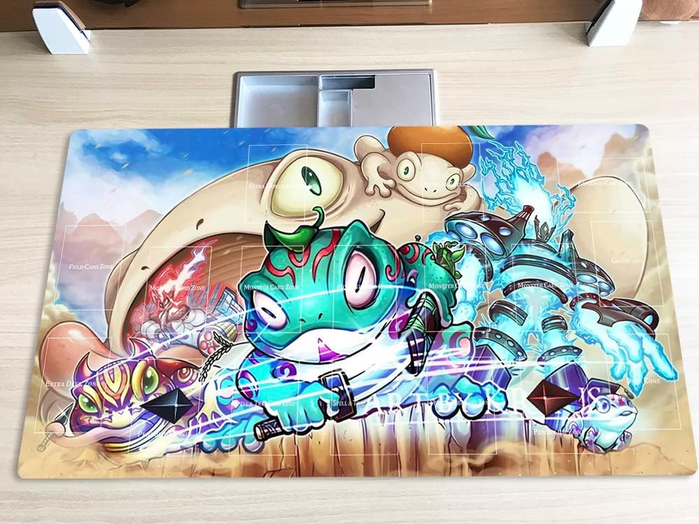 Mlikemat Spielmatte Spright X Frogs TCG CCG OCG Sammelkartenspielmatte mit Zonen + gratis Tasche (ZD
