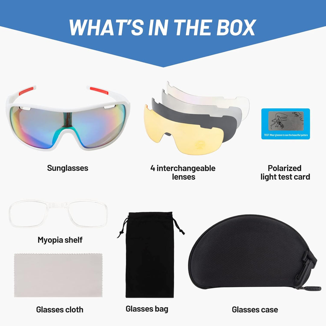 SAWUTPV Fahrradbrille Winddicht Herren Damen TR90 Rahmen Polarisiert Radfahren Ganzer Rahmen MTB Spo