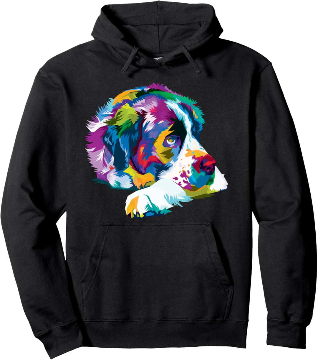 Bunter Bernhardiner Süsser geometrischer Hund Pop-Art-Stil Pullover Hoodie