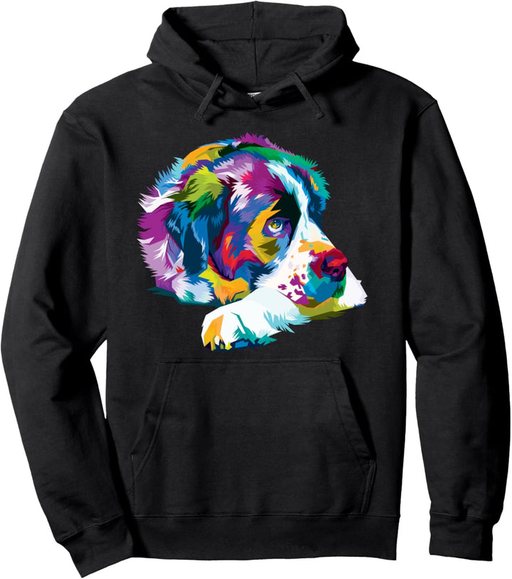 Bunter Bernhardiner Süsser geometrischer Hund Pop-Art-Stil Pullover Hoodie