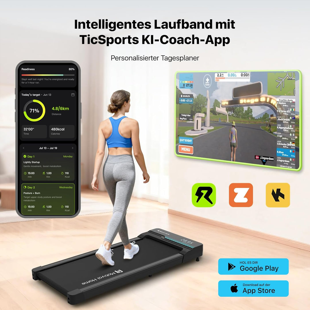 Mobvoi Home Walking Laufband, Walking Pad, Laufband-Schreibtisch, kompakte Laufbänder, 1–6 km/h, tra