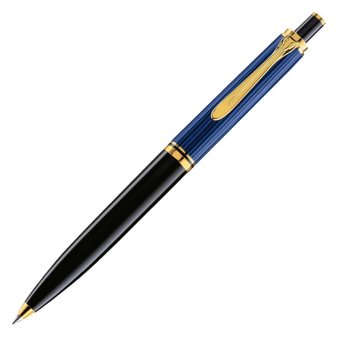 Pelikan Kugelschreiber Souverän 400, Schwarz-Blau, hochwertiger Druckkugelschreiber im Geschenk-Etui