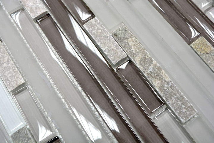 Mosaik Verbund Crystal/Stein mix grau/braun Glasmosaik Transluzent Transparent 3D, Mosaikstein Forma
