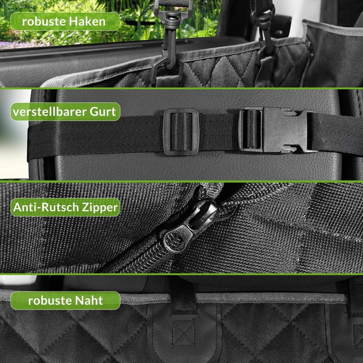 Kingsleeve® Hundedecke Auto Rückbank Wasserdicht Kratzfest Universal Sichtfenster Sitzgurt rutschfes