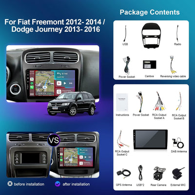 BXLIYER Android 13 IPS Autoradio - [Eingebaut DAB] - für FIAT Freemont Dodge Journey Leap (2012-2020