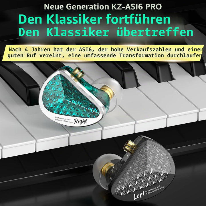 Yinyoo KZ AS16 PRO im Ohrhörer, 8 Balanced Armature Treiber Stage Studio HiFi IEM im Ohrmonitor, Ger
