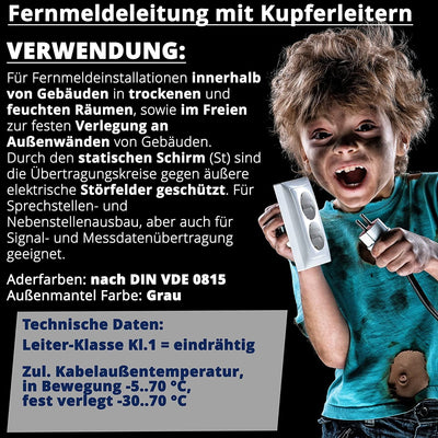 EBROM 100 Meter J-Y(St) Y Fernmeldeleitung - Fernmeldekabel - Telefonkabel - Telefonleitung J-Y(St)