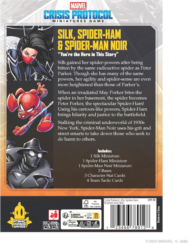 Asmodee, Marvel: Crisis Protocol – Silk, Spider-Ham & Spider-Man Noir, Character Pack, Atomic Mass G