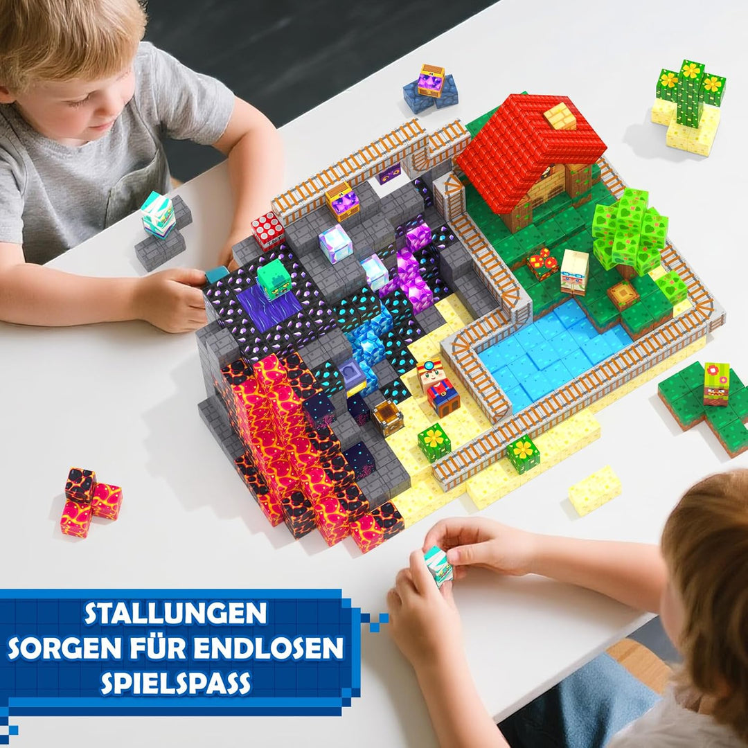 Coodoo Magnetische Bausteine - Baue Mine Magnet Welt, 200 Teile Magnetspielzeug Outdoor Sensorische