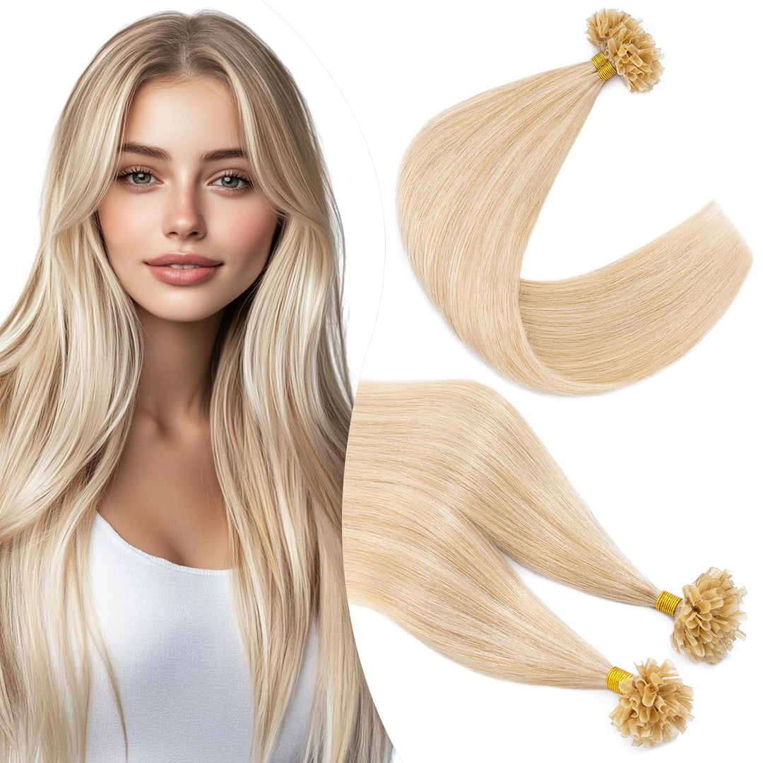 Elailite 40cm Bonding Extensions Echthaar Balayage 0.5g/s U Tip Haarverlängerung Keratin 100 Strähne