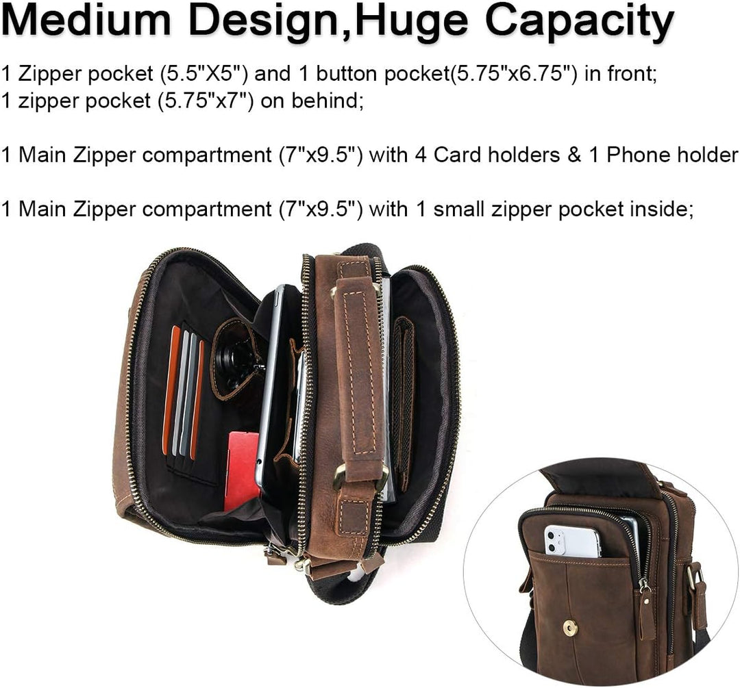 Contacts Echtes Leder Herren Laptop Mini Tab Messenger Crossbody Tasche Handtasche Kaffee