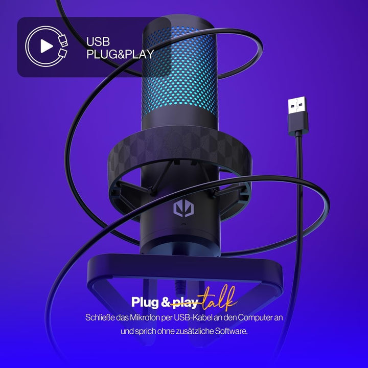 ENDORFY AXIS Streaming, hochwertiges Mikrofon mit Kugelcharakteristik, RGB-Hintergrundbeleuchtung |