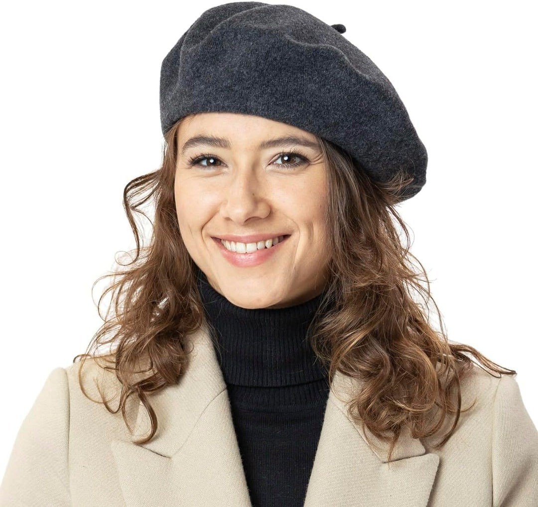 Seeberger Damenbaske Schurwolle Baskenmütze Wollbaske Winterbaske Schurwollmütze Damen - Herbst-Wint