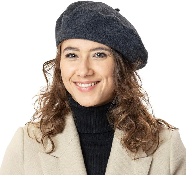 Seeberger Damenbaske Schurwolle Baskenmütze Wollbaske Winterbaske Schurwollmütze Damen - Herbst-Wint